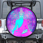 Purple And Teal Buddha Print Leather Spare Tire Cover