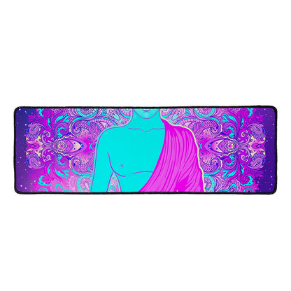 Purple And Teal Buddha Print Long Kitchen Mat