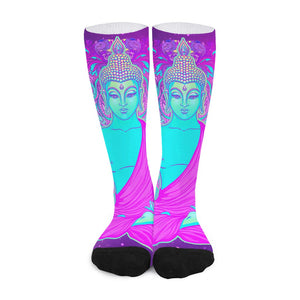 Purple And Teal Buddha Print Long Socks