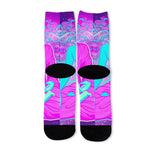 Purple And Teal Buddha Print Long Socks