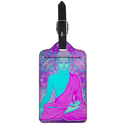 Purple And Teal Buddha Print Luggage Tag