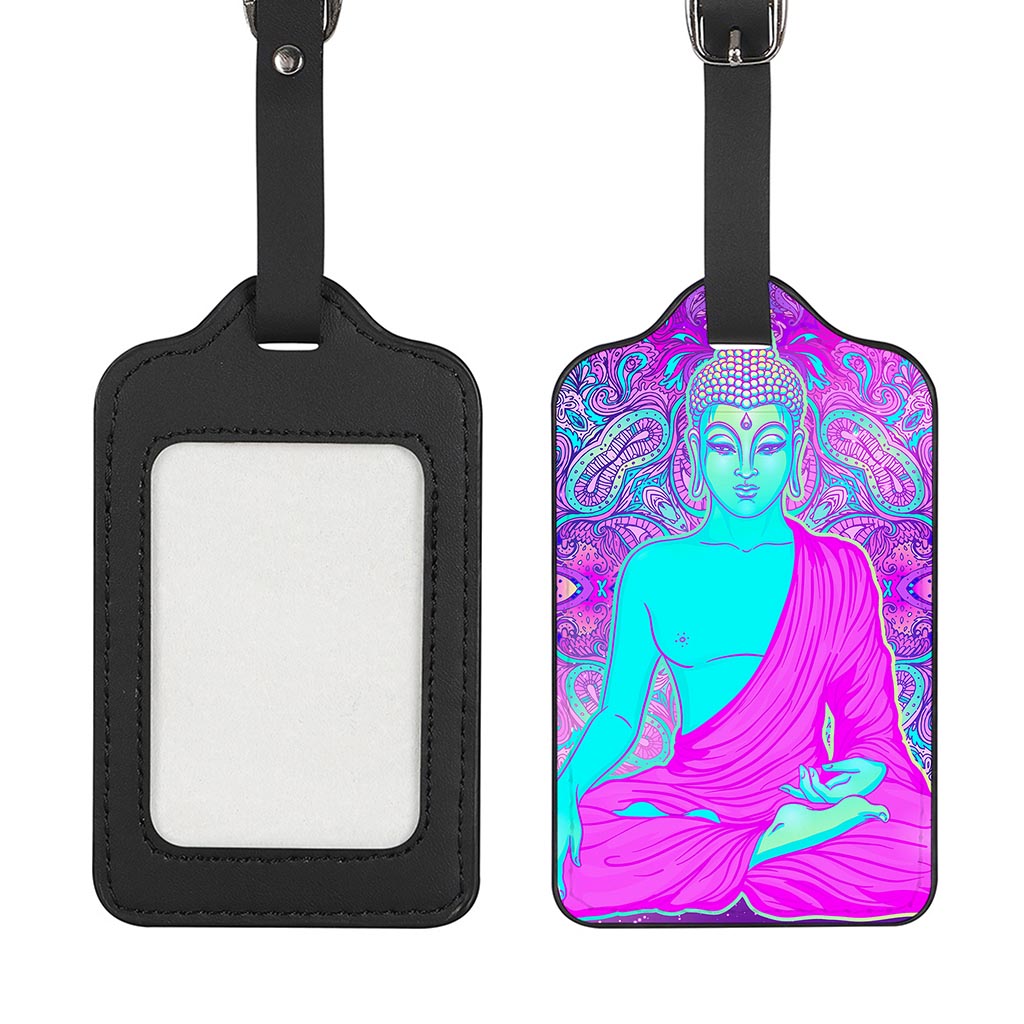 Purple And Teal Buddha Print Luggage Tag