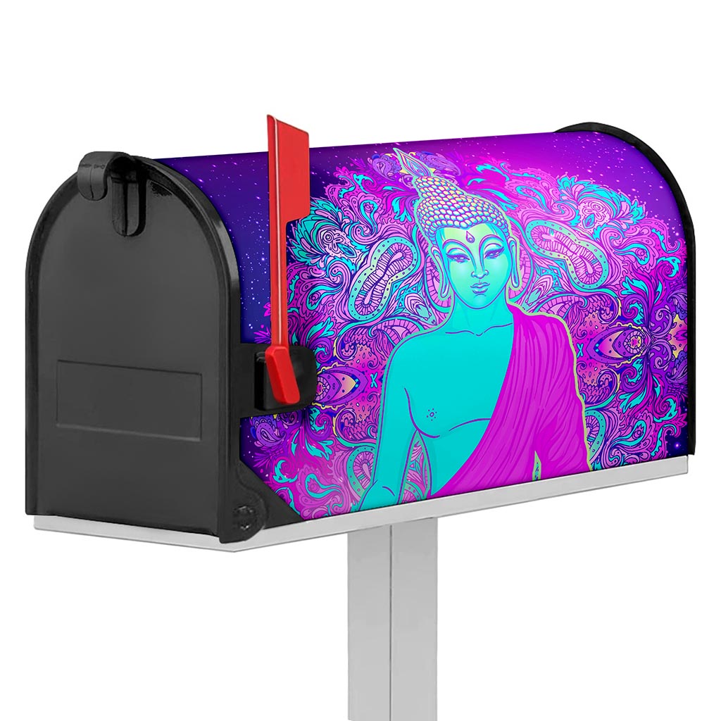 Purple And Teal Buddha Print Mailbox Cover