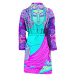 Purple And Teal Buddha Print Men's Bathrobe