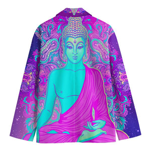 Purple And Teal Buddha Print Men's Blazer