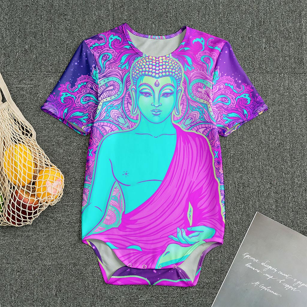 Purple And Teal Buddha Print Men's Bodysuit