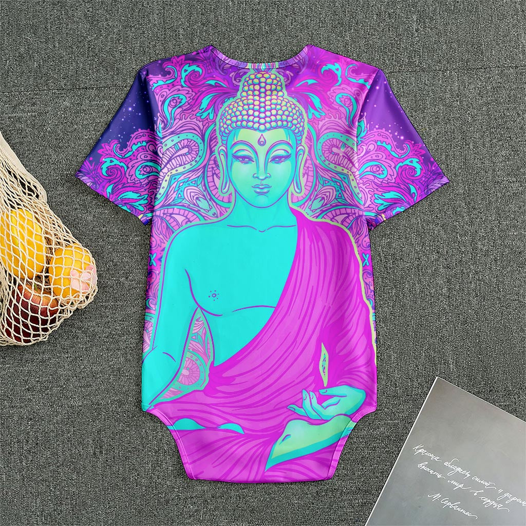 Purple And Teal Buddha Print Men's Bodysuit