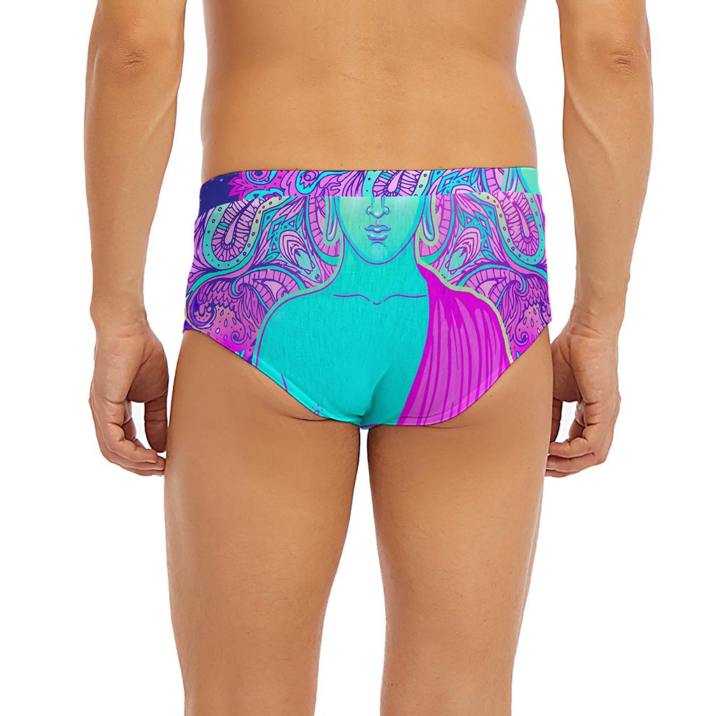 Purple And Teal Buddha Print Men's Briefs