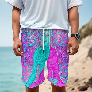 Purple And Teal Buddha Print Men's Cargo Shorts