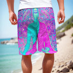 Purple And Teal Buddha Print Men's Cargo Shorts