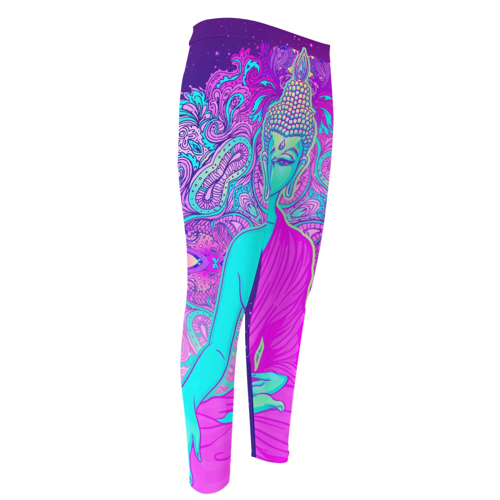 Purple And Teal Buddha Print Men's Compression Pants