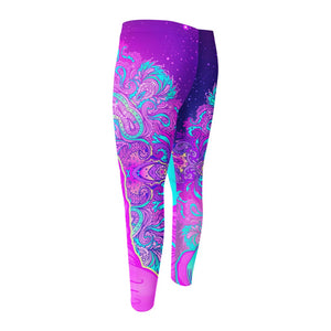 Purple And Teal Buddha Print Men's Compression Pants