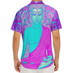 Purple And Teal Buddha Print Men's Deep V-Neck Shirt