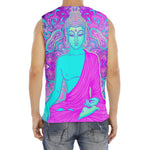 Purple And Teal Buddha Print Men's Fitness Tank Top