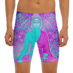 Purple And Teal Buddha Print Men's Long Boxer Briefs