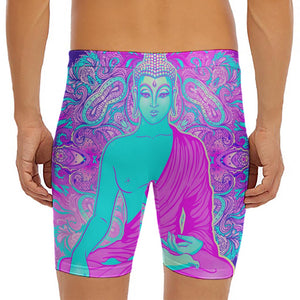 Purple And Teal Buddha Print Men's Long Boxer Briefs