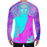 Purple And Teal Buddha Print Men's Long Sleeve T-Shirt