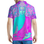 Purple And Teal Buddha Print Men's Polo Shirt