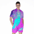 Purple And Teal Buddha Print Men's Romper