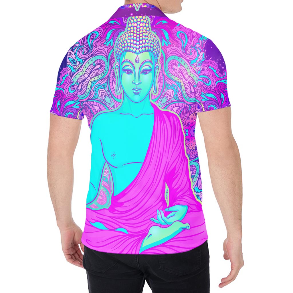 Purple And Teal Buddha Print Men's Shirt