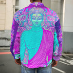 Purple And Teal Buddha Print Men's Shirt Jacket