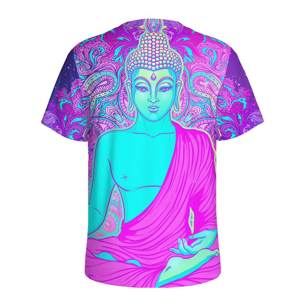 Purple And Teal Buddha Print Men's Sports T-Shirt