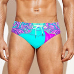 Purple And Teal Buddha Print Men's Swim Briefs
