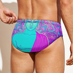 Purple And Teal Buddha Print Men's Swim Briefs