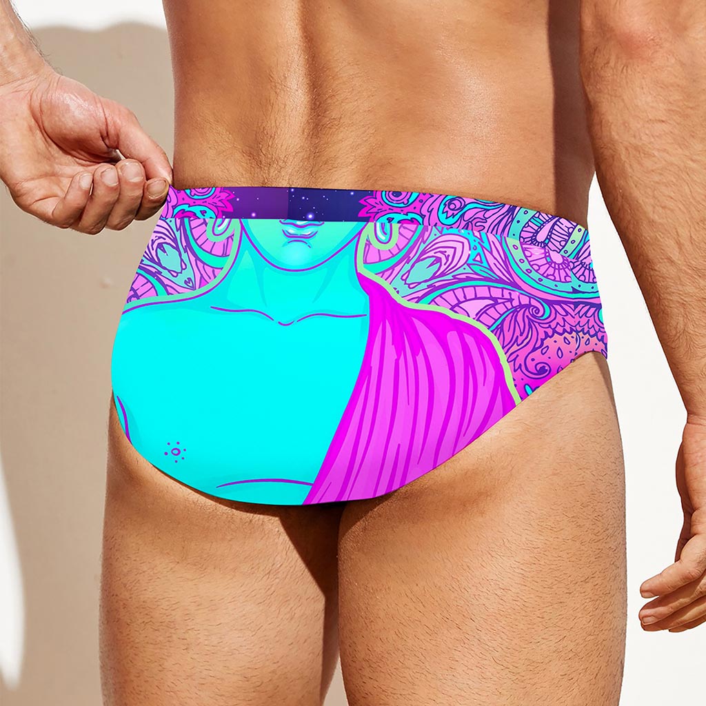 Purple And Teal Buddha Print Men's Swim Briefs