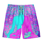 Purple And Teal Buddha Print Men's Swim Trunks