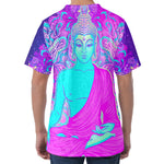 Purple And Teal Buddha Print Men's Velvet T-Shirt