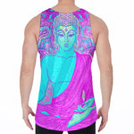 Purple And Teal Buddha Print Men's Velvet Tank Top