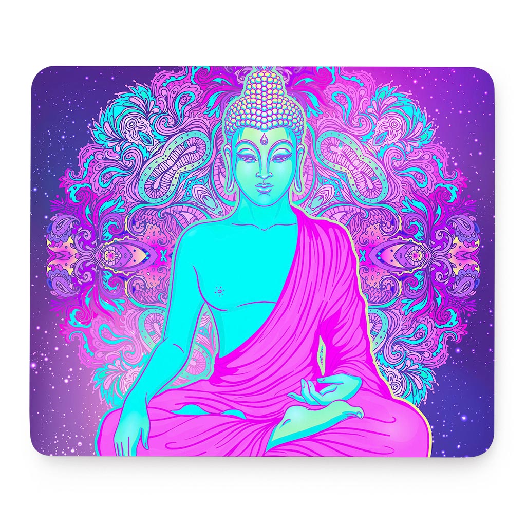 Purple And Teal Buddha Print Mouse Pad