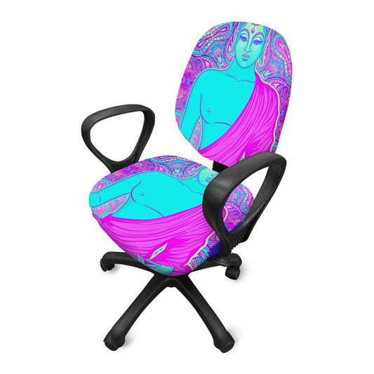 Purple And Teal Buddha Print Office Chair Cover