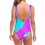 Purple And Teal Buddha Print One Piece Swimsuit