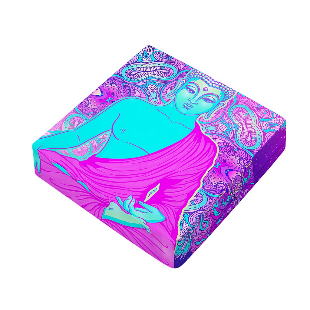 Purple And Teal Buddha Print Outdoor Seat Cushion Cover