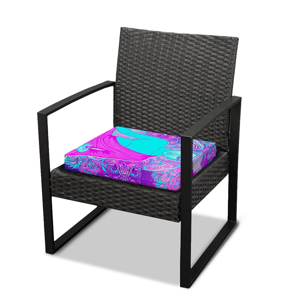 Purple And Teal Buddha Print Outdoor Seat Cushion Cover