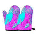 Purple And Teal Buddha Print Oven Mitts