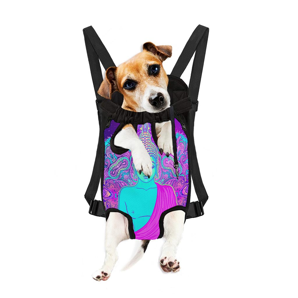 Purple And Teal Buddha Print Pet Carrier Backpack
