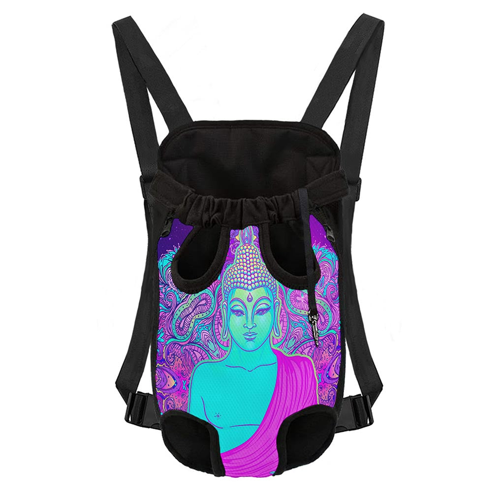 Purple And Teal Buddha Print Pet Carrier Backpack