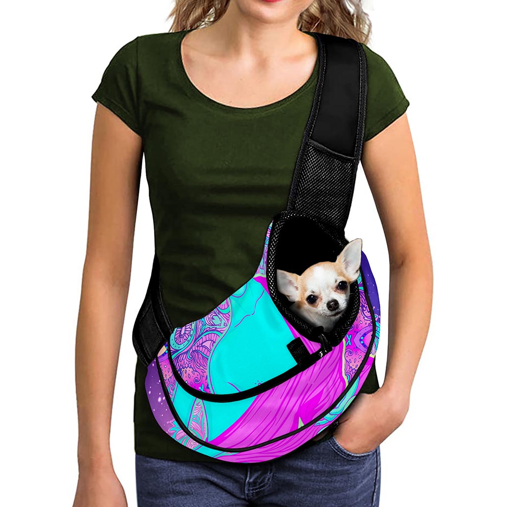 Purple And Teal Buddha Print Pet Sling Carrier
