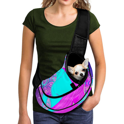 Purple And Teal Buddha Print Pet Sling Carrier