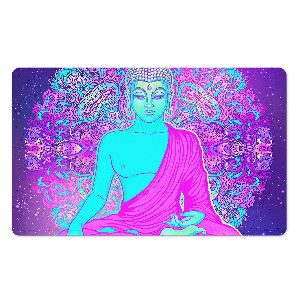 Purple And Teal Buddha Print Polyester Doormat