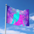 Purple And Teal Buddha Print Polyester Flag