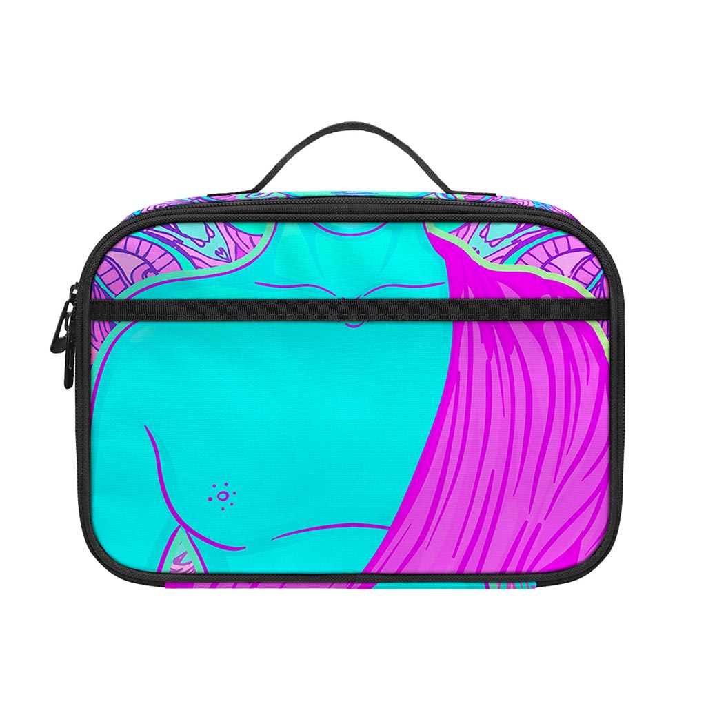 Purple And Teal Buddha Print Portable Lunch Bag