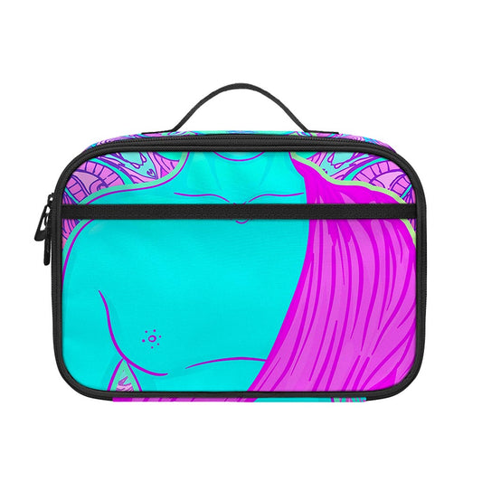 Purple And Teal Buddha Print Portable Lunch Bag
