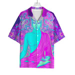 Purple And Teal Buddha Print Rayon Hawaiian Shirt