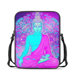 Purple And Teal Buddha Print Rectangular Crossbody Bag