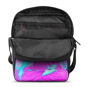 Purple And Teal Buddha Print Rectangular Crossbody Bag