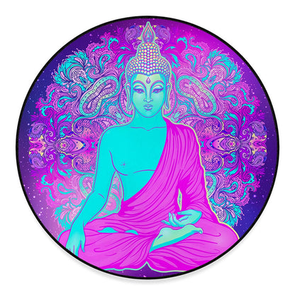 Purple And Teal Buddha Print Round Floor Mat